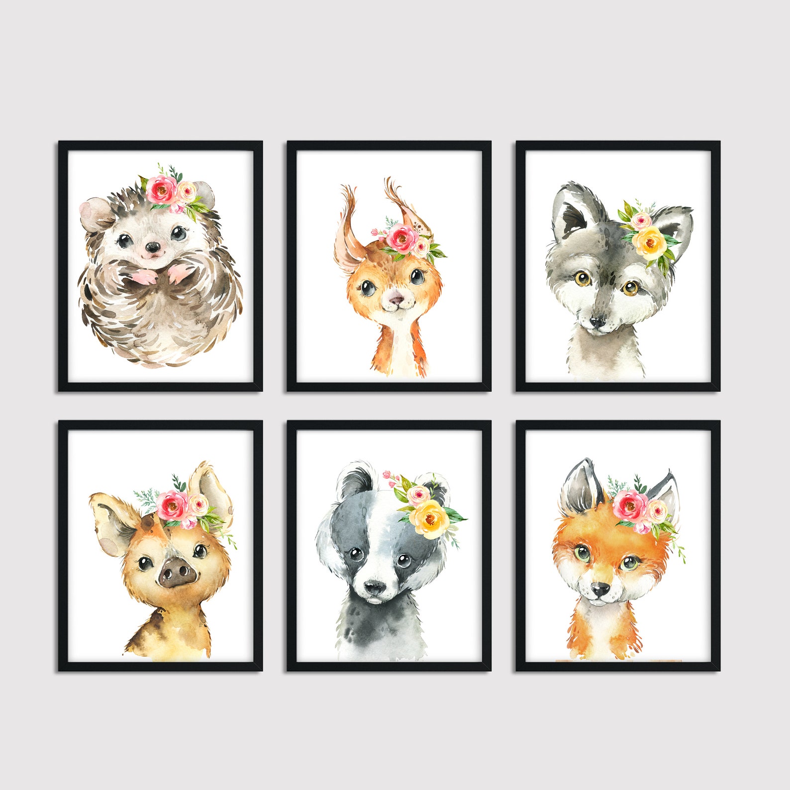 Forest Animal Prints Baby Nursery Art Woodland Nursery Etsy