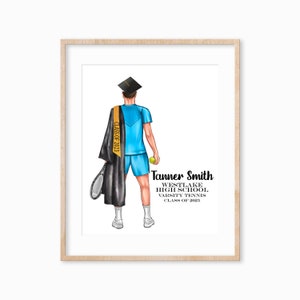 Male Tennis Graduation Gift, Tennis Player Gifts, Tennis Player Portrait, High School Graduation Gift for Him, High School Tennis Gift