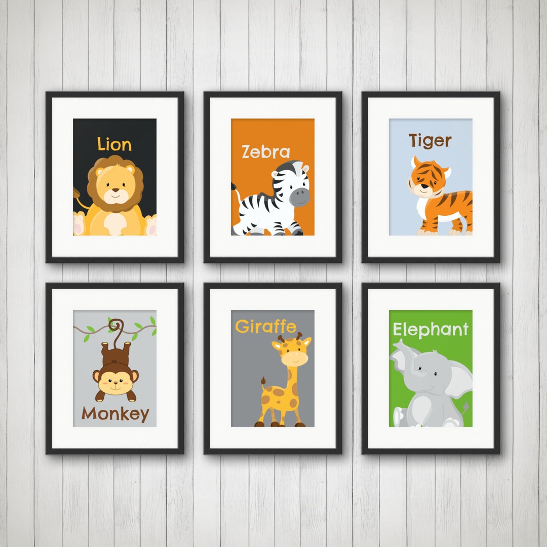 Jungle Nursery Prints Jungle Nursery Decor Zoo Animal Wall Etsy