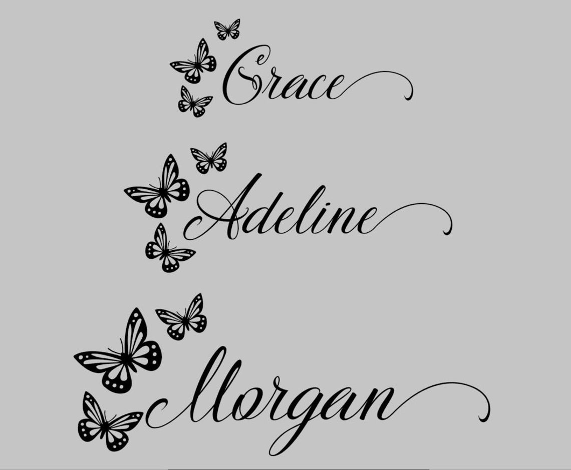 Butterfly Name Wall Decal Name Vinyl Decal with Butterflies | Etsy