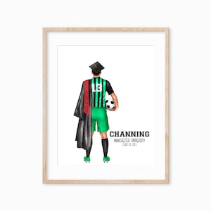Soccer Grad Gift, Soccer Player Gifts, Soccer Player Portrait, High School Graduation Gift for Him, High School Soccer Gift