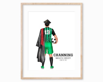 Soccer Grad Gift, Soccer Player Gifts, Soccer Player Portrait, High School Graduation Gift for Him, High School Soccer Gift