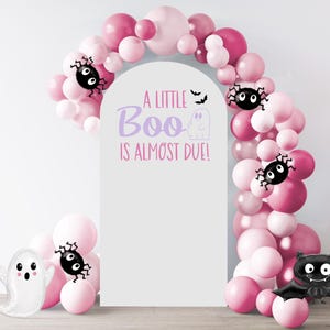 Halloween Baby Shower Balloon Arch Decal, A Little Boo Is Almost Due Party Decor image 3
