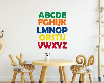 Alphabet Wall Decal, Kids Room Decor, Playroom Wall Art