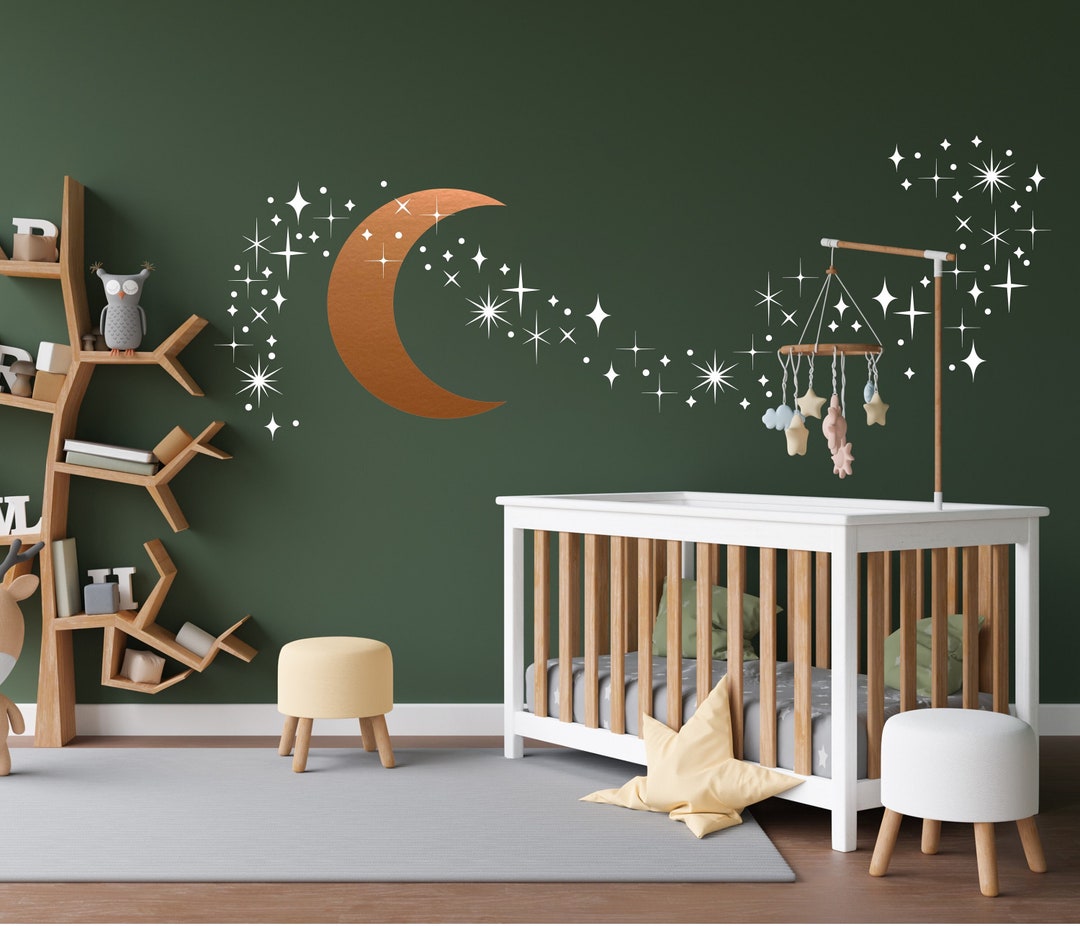 Moon and Stars Decal Star Stickers Kids Wall Decoration Baby Room Decal