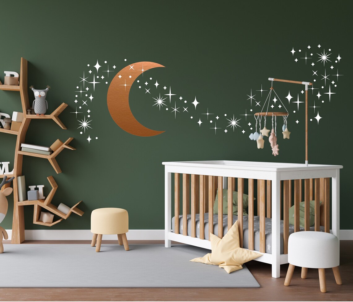 Moon and Stars Decal Star Stickers Kids Wall Decoration | Etsy