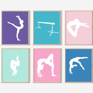 Custom Gymnastic Prints, Gymnastic Bedroom Decor, Gift for Gymnast, Set of 6