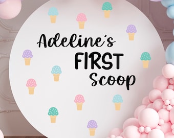 Personalized Ice Cream Theme Balloon Arch Decal