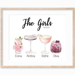Personalized Roommate Gift, Friends Apartment Decor, Friends Cocktail Print, Roomies Dorm Decor, Sisters Apartment Present