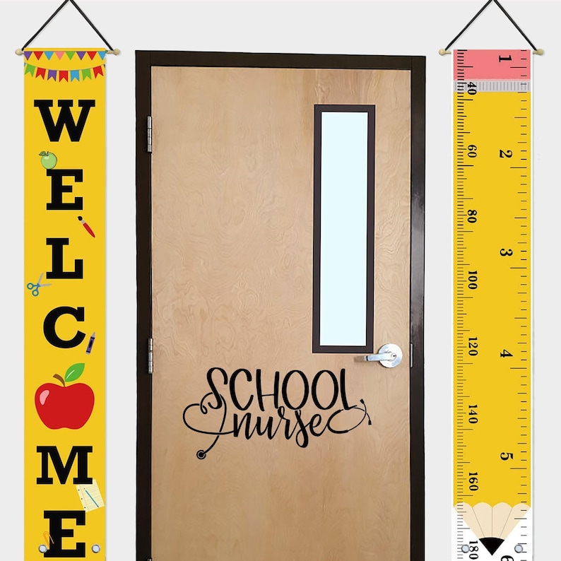Personalized School Nurse Door Decal, School Nurse Clinic Decal, Window School Nurse Sign for Door, Nurse's Office Door Sticker 画像 2