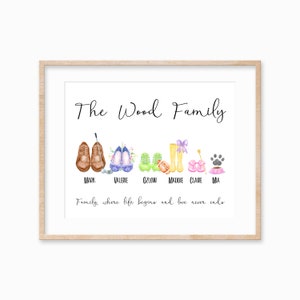Personalized Shoe Family Print, Family Gift for Mom, Custom Family Shoe Print, Christmas Gift for Her, Keepsake Gift for Grandma image 3