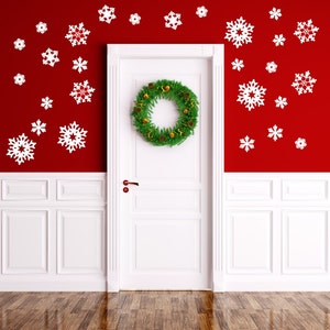Snowflakes Decal - Holiday Wall Decals - Christmas Decals Stickers - Christmas Wall Decal - Holiday Home Decor - Snow Flakes - Set of 27