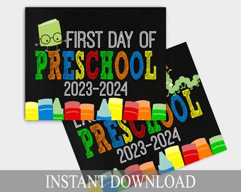 First Day of Preschool Sign - My First Day Back To School - Back 2 School Printable - Last Day of School - First Day Pre-K