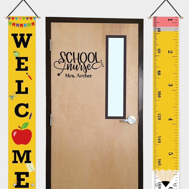Personalized School Nurse Door Decal, School Nurse Clinic Decal, Window School Nurse Sign for Door, Nurse's Office Door Sticker 画像 3