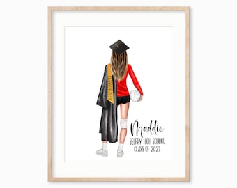 Personalized Volleyball Player Graduation Print, Custom Portrait