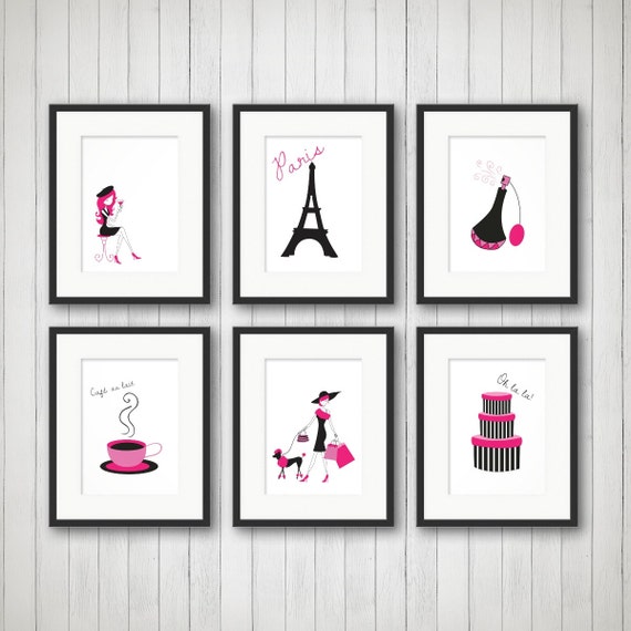 Paris Decor Teen Room Decor Fashion Print Fashion Art Girls Fashion Girls Room Decor Bedroom Art Set Of 6