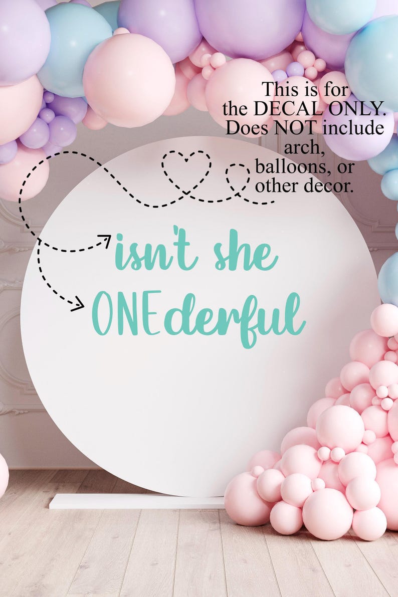 ONEderful Birthday Vinyl Decal, Girls First Birthday Party Decor image 2