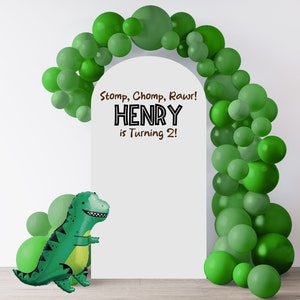 Personalized Dinosaur Birthday Decal, Decal For Party Balloon Arch or Wall, Boy or Girl Birthday Party, Dino Theme Party image 3