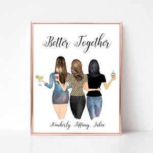 Best Friend Print, Personalized Friend Gift, Bff Gifts, Friendship Gift, Best Friends Birthday Gift, College Friends Gift image 2