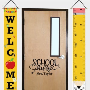 Personalized School Nurse Door Decal, School Nurse Clinic Decal, Window School Nurse Sign for Door, Nurse's Office Door Sticker 画像 1