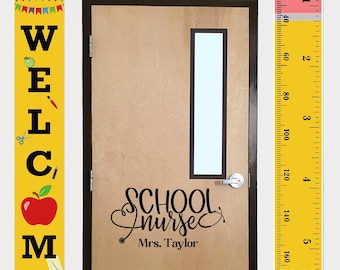 Personalized School Nurse Door Decal, School Nurse Clinic Decal, Window School Nurse Sign for Door, Nurse's Office Door Sticker