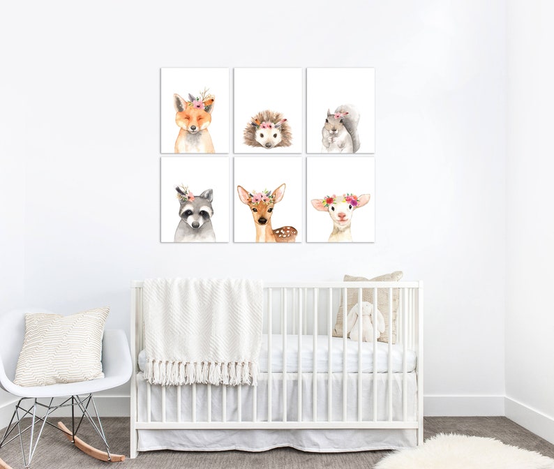 Forest Animal Prints Baby Nursery Art Woodland Nursery Etsy