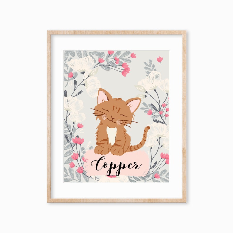 Personalized Pet Print, Pet Remembrance Gift, Cat Lover Gift, Custom Cat Portrait, Cat Mom Gift, Cat Wall Art, Christmas Gift for Mom image 1