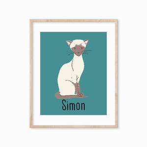 Personalized Pet Print, Pet Remembrance Gift, Cat Lover Gift, Custom Cat Portrait, Cat Mom Gift, Cat Wall Art, Christmas Gift for Mom image 2
