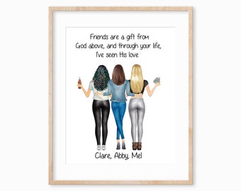 Personalized Friend Gift, Bff Gifts, Best Friend Print, Friendship Gift, Best Friend Gifts, Best Friends Birthday Gift, Girls Night Out