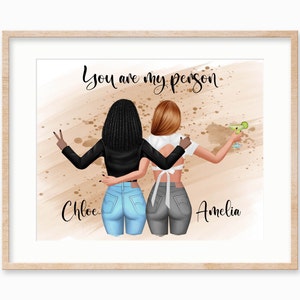 Personalized Best Friends Gift, BFF Gifts, Best Friend Portrait Print, Friendship Gift, Best Friends Birthday Gift, Group of Friends Print