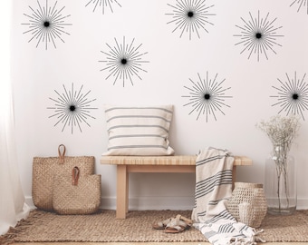 Starburst Wall Decals, Boho Sunshine Kids Room Decor