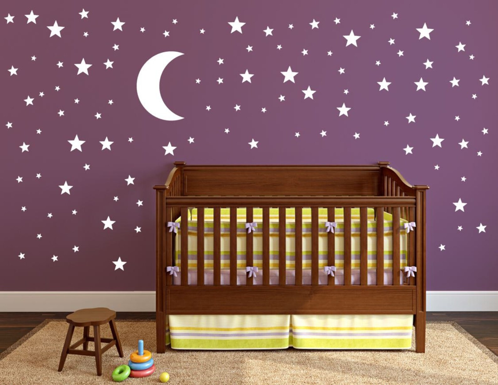 Moon and Stars Decal Star Stickers Kids Wall Decoration Etsy