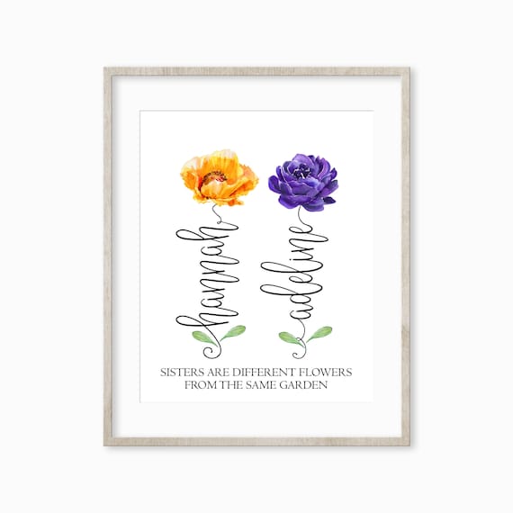 Personalized Flower Sister Print Birthday Gift for Sister - Etsy