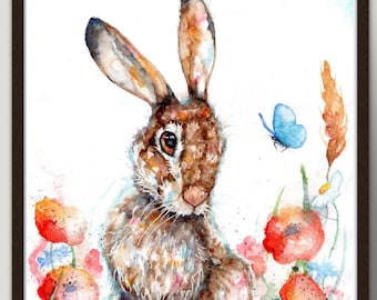 Hare watercolor Print, Hare Wall Art, Hare Gifts, Hare artwork