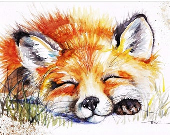 Sleeping fox print wall art