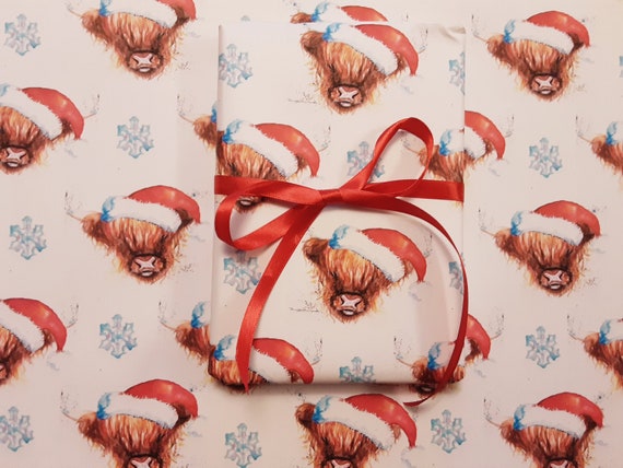 Christmas Wrapping Paper, Highland Cow, Gift Tags, Christmas Art