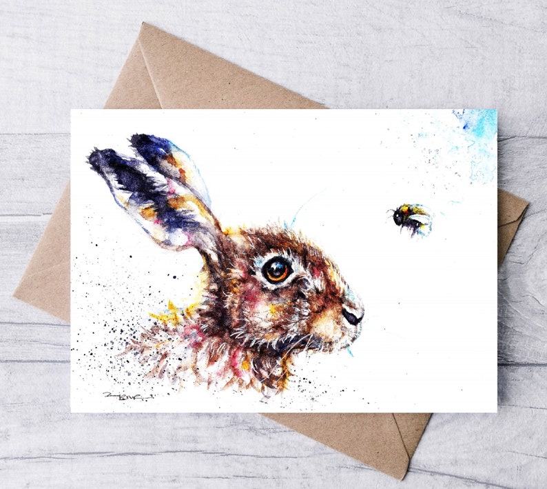 Hare watercolor Print image 9