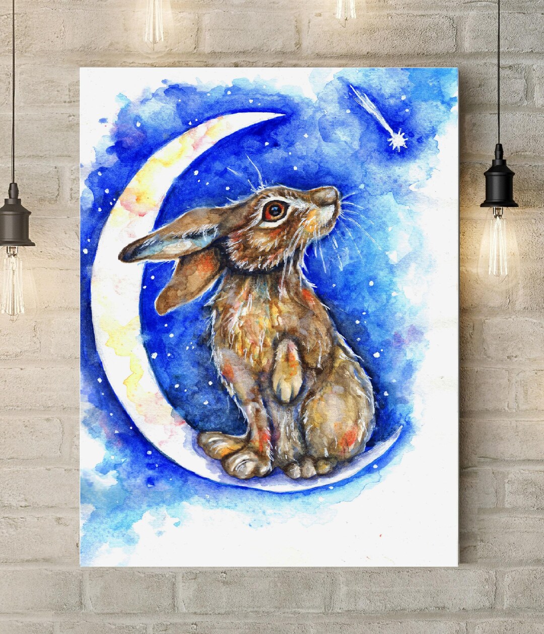 Hare and the Moon Wall Art, Canvas. Ready to Hang! - Etsy