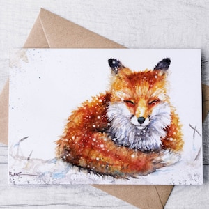 Handmade Personalised Fox Blank Card.