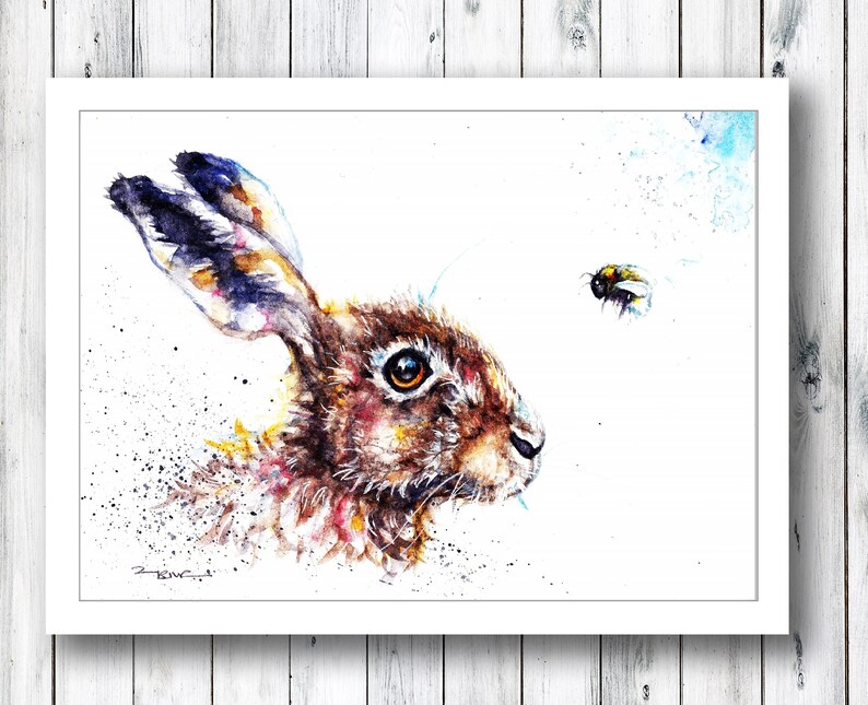 Hare watercolor Print image 3