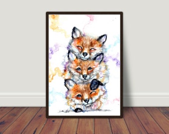 Fox watercolour Art Print