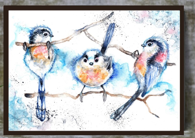 Watercolour Painting,Original Art Art Card,Original Watercolour Art,Watercolour Artist,Poster,Framed Art Prints Three/'s Company!
