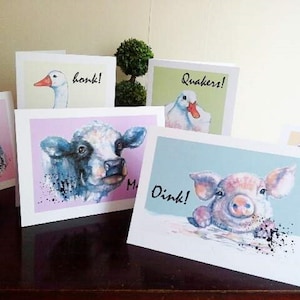 Cartes d'animaux de ferme, cartes d'art animalier de pépinière.