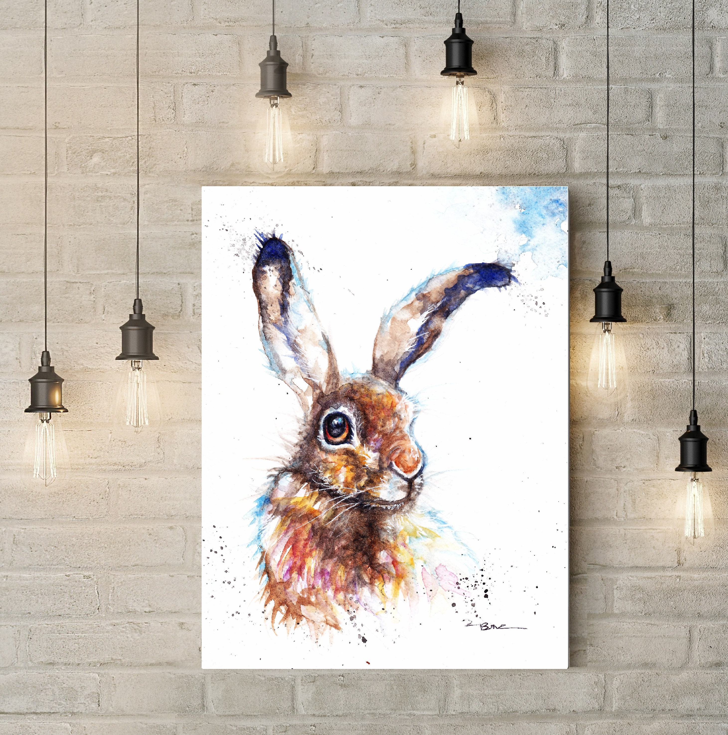 Hare canvas Print of a Watercolour Paintingwildlife Etsy UK