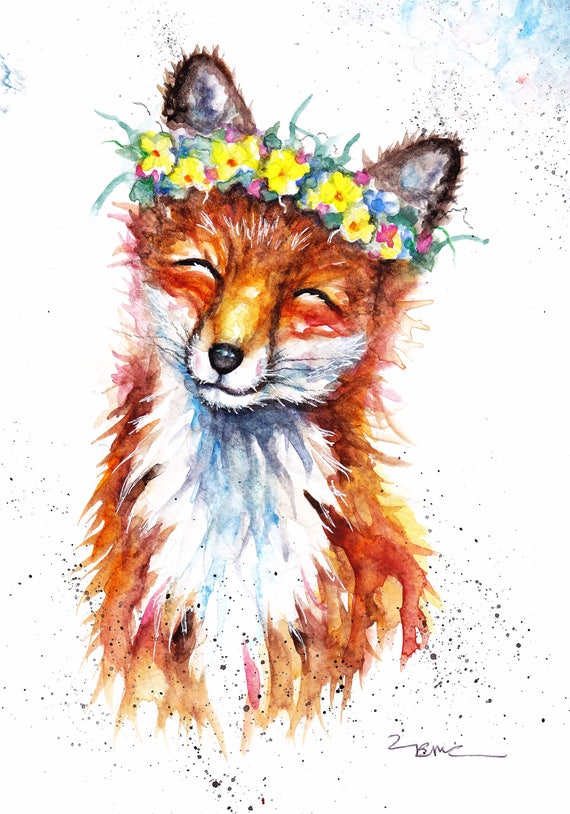 WILDLIFE HAND PAINTED CARD NATURE WILDLIFE ART FOX