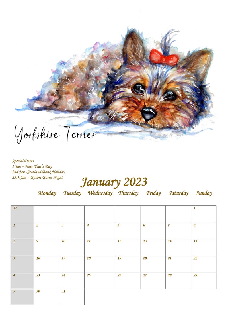 Pet Dog 2023 Family Planner Calendar - Etsy
