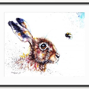 Hare watercolor Print Print A3:11.7x16.5in