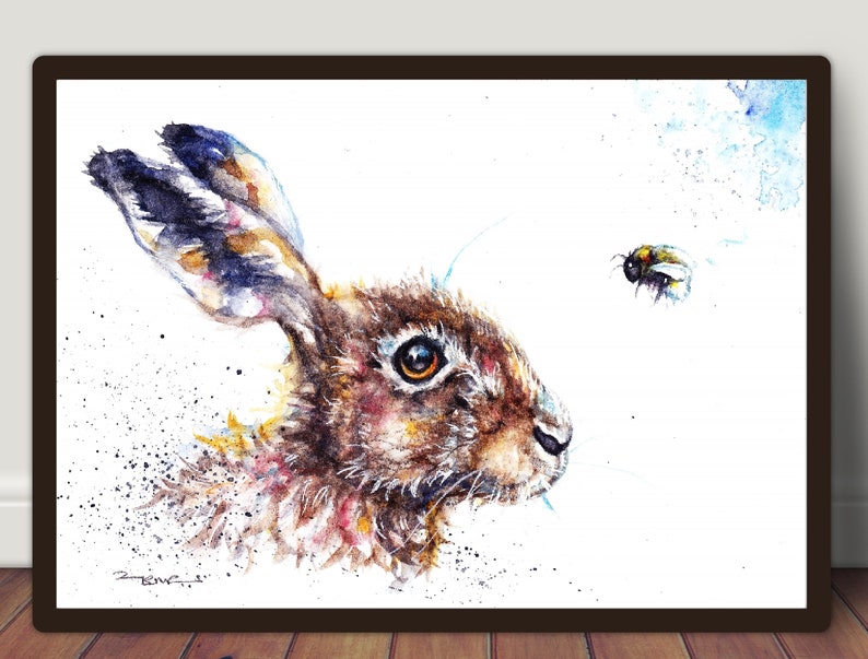 Hare watercolor Print Print A2:16.5x23.4in