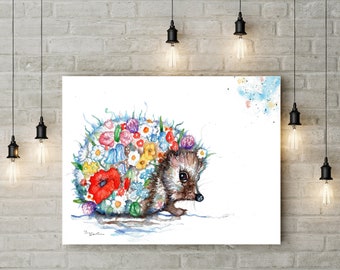 Hedgehog Watercolour Canvas Print