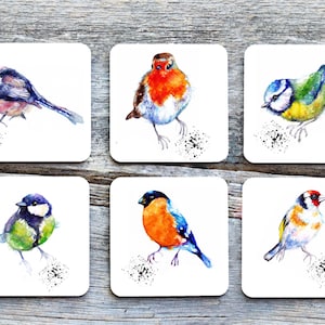 British birds coaster,gift, original art coasters.